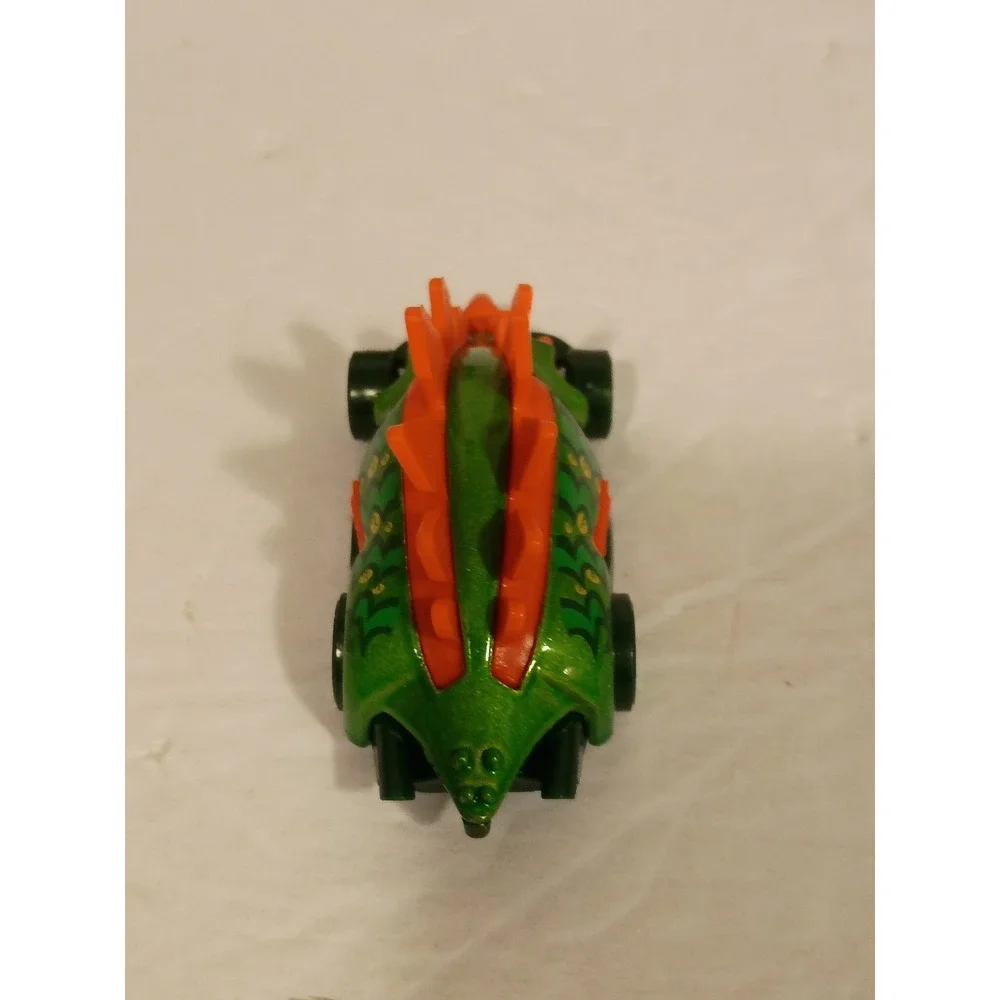 Hot Wheels Motosaurus 2016 Metallic Green Orange Dinosaur Street Beasts Car